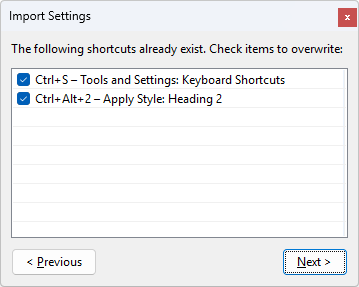 Import result summary