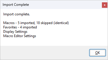 Import result summary