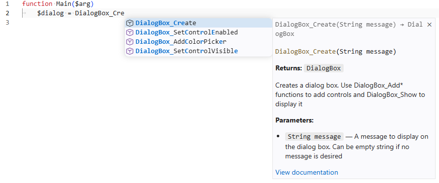VS Code auto-complete showing Onetastic function suggestions