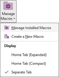 Manage Macros menu